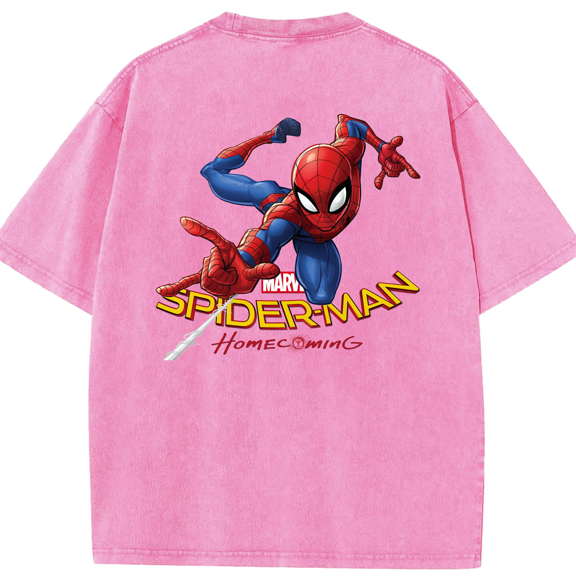 （画像用） Spider Man スパイダーマン 綿100% ヴィンテージ風 半袖Tシャツ（背面プリント）